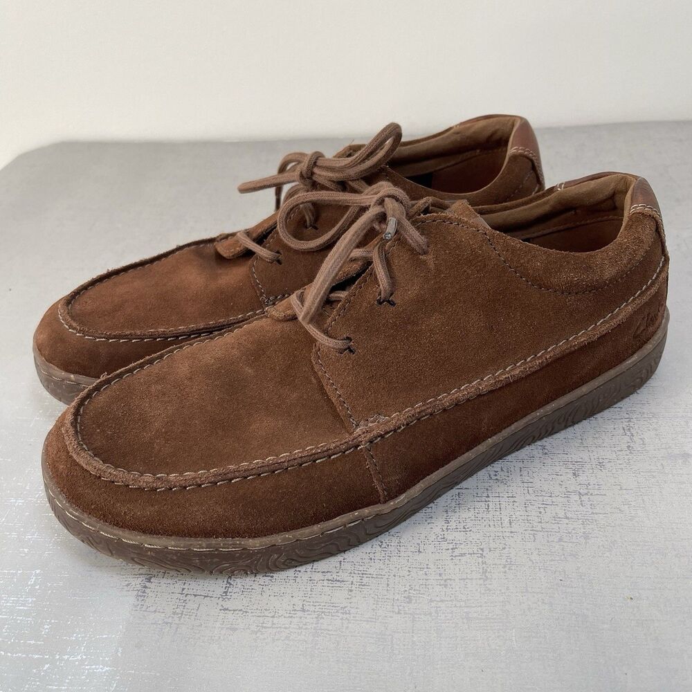 Clarks Hodson Mens 9 M Brown Suede Oxford Shoes Comfort Lace Up Loafers